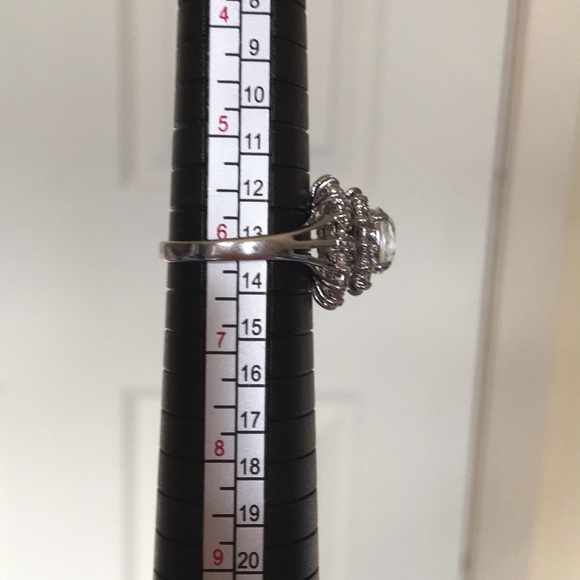 Simulated Diamond and Silver Cocktail Ring - Picture 3 of 10